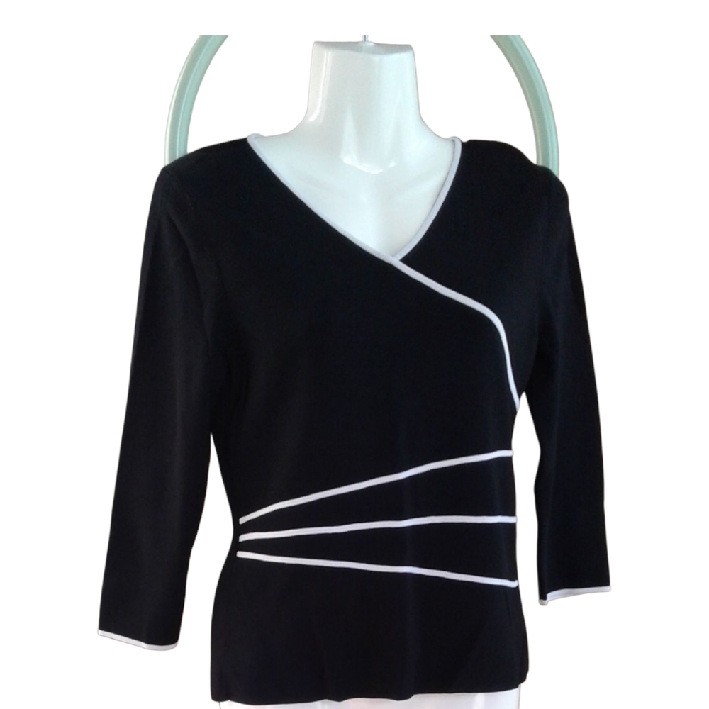 Pointelle Black & White Women's Blouse